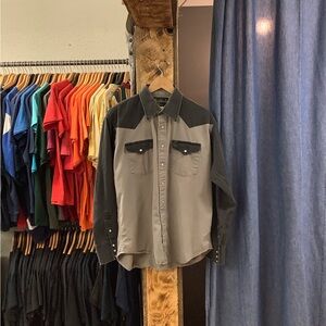 Vintage Ruddock Bros Pearl Snap Grey Button Up